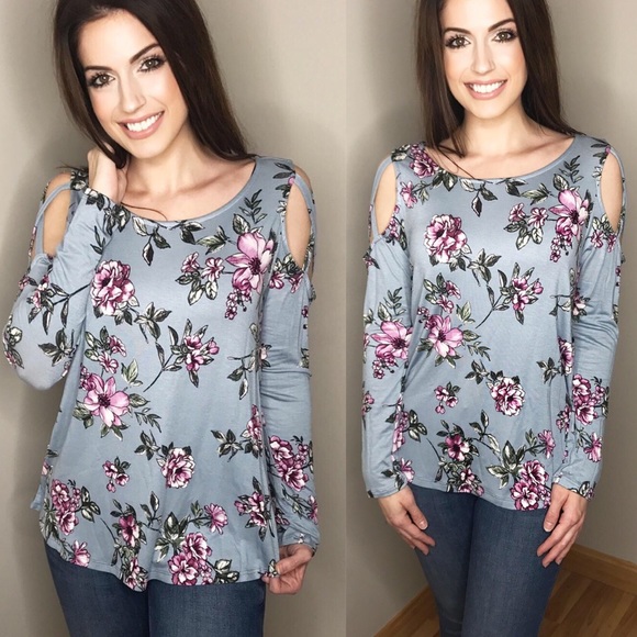 Powder blue floral top - Picture 4 of 6